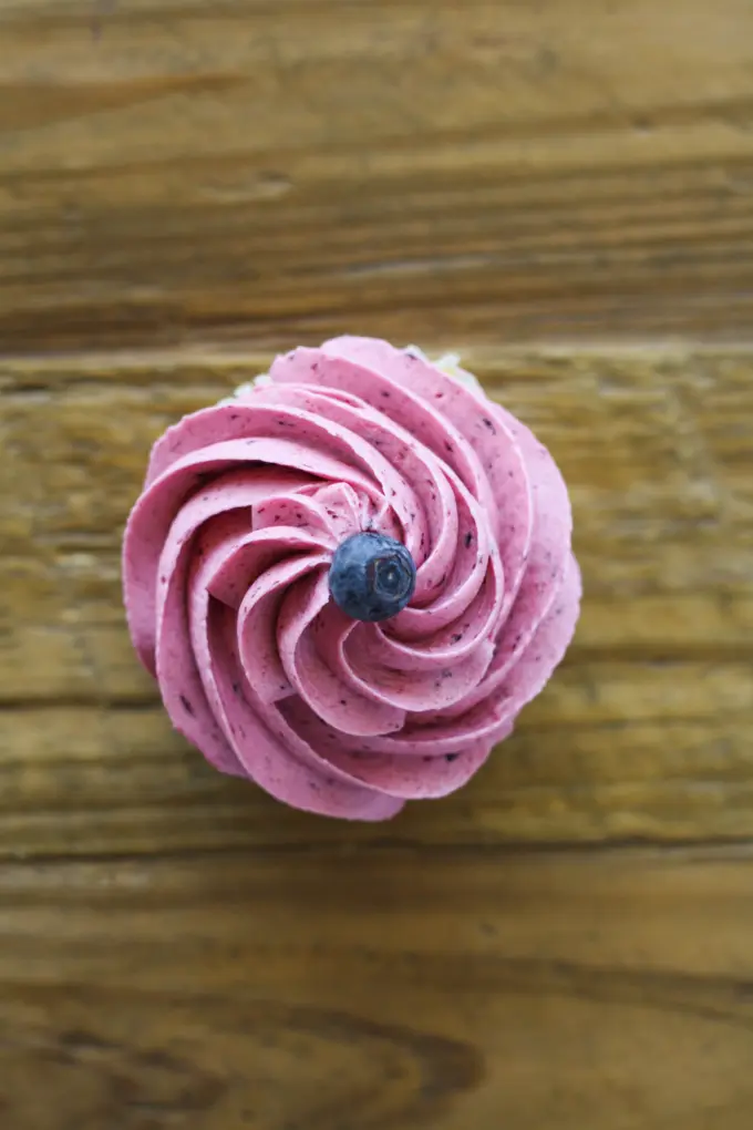 Overhead shot of a cupcake.