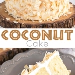 This moist and delicious coconut cake recipe is infused with natural coconut flavour throughout and decorated with giant toasted coconut flakes. | livforcake.com