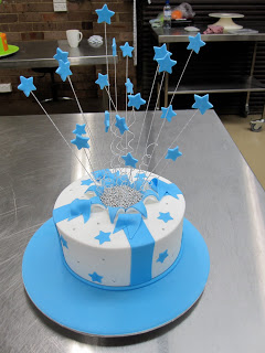 A blue and white on a table