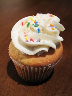 Close up of a cupcake.