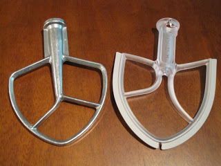 Side by side regular beater with bowl scraping beater.