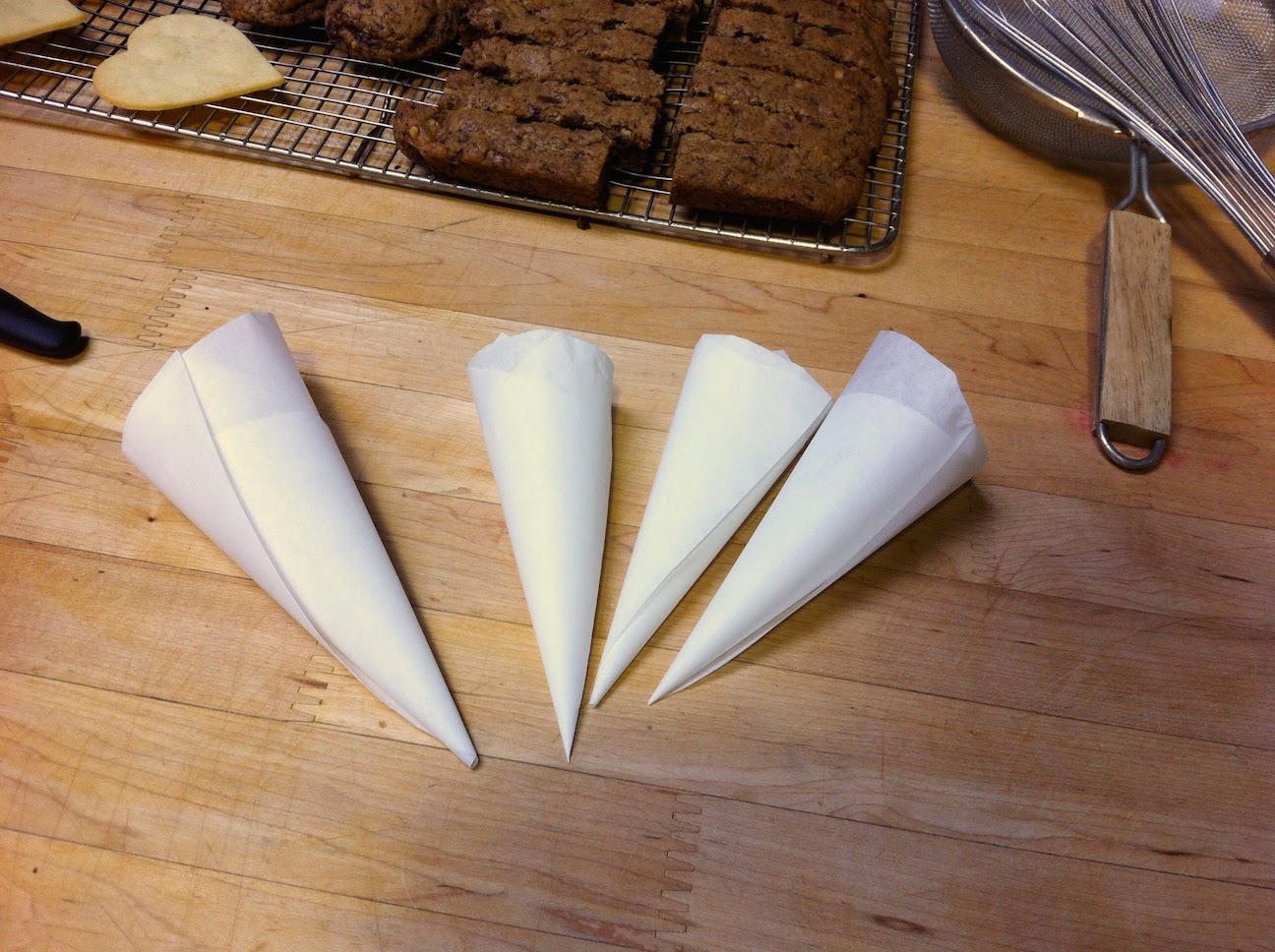 Parchment piping bags.