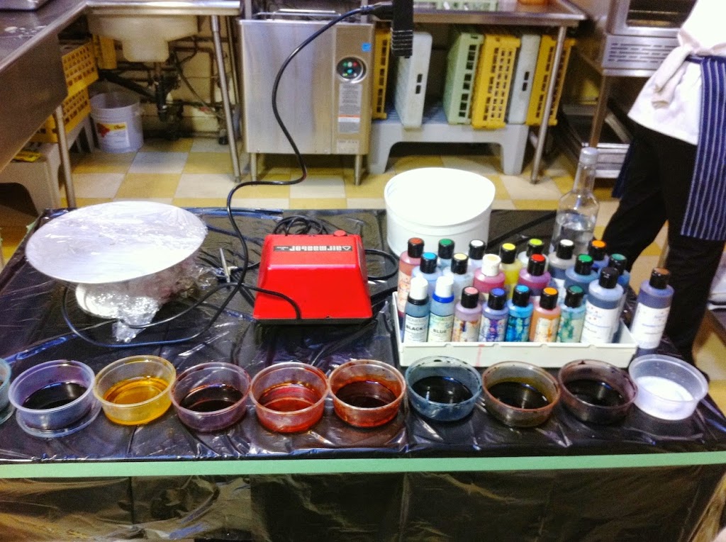 Scenes from a pastry kitchen.