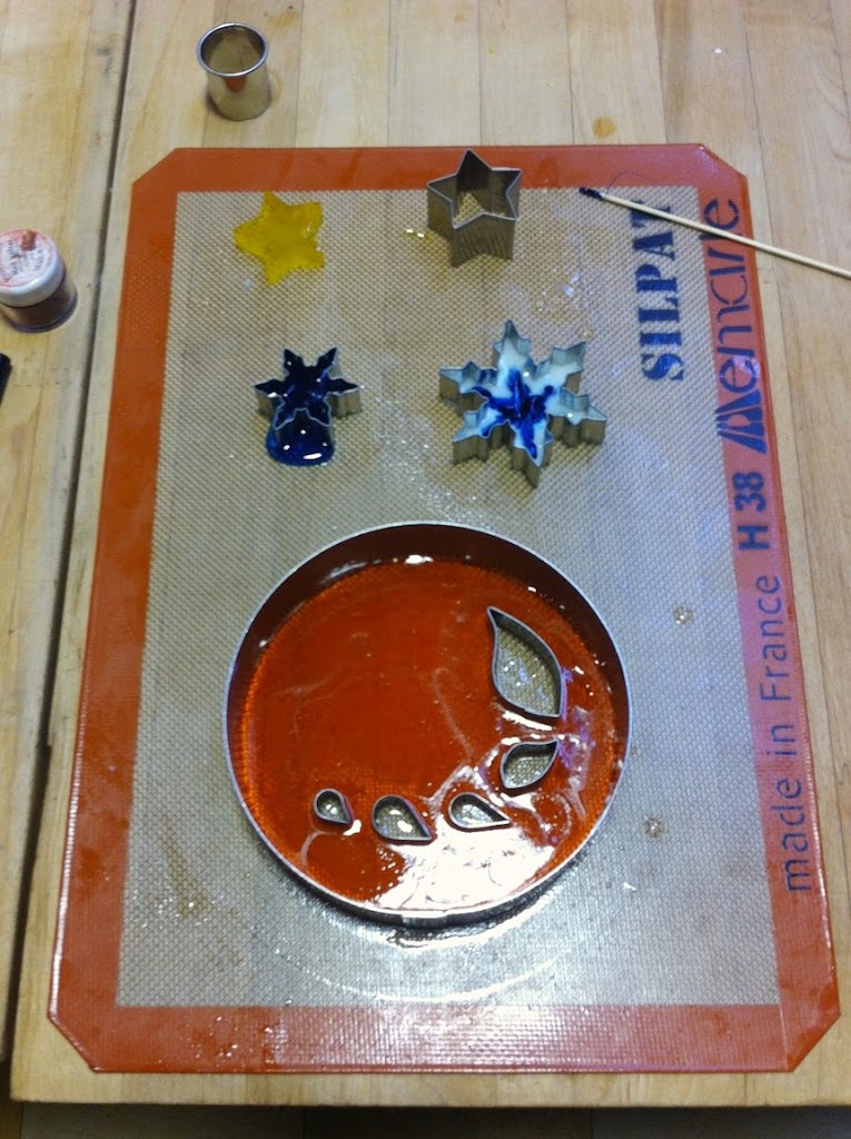 Scenes from a pastry kitchen.