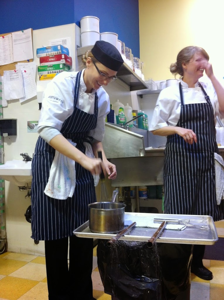 Scenes from a pastry kitchen.