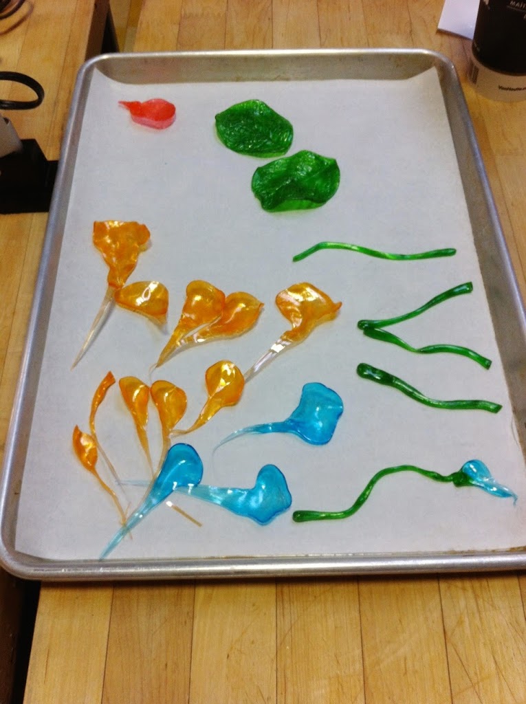 Scenes from a pastry kitchen.