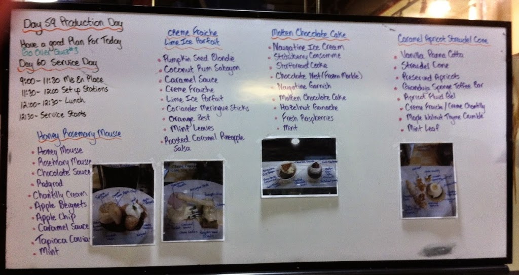 Scenes from a pastry kitchen.