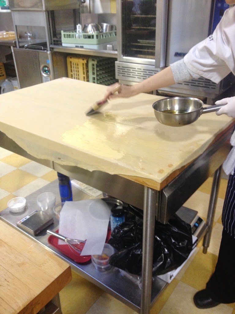 Scenes from a pastry kitchen.