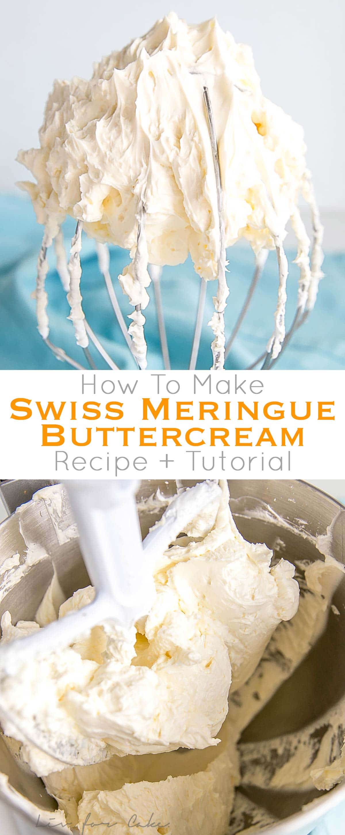 This tutorial on how to make Swiss Meringue buttercream is the only resource you'll need to make the smoothest, silkiest frosting! It includes step-by-step photos, a troubleshooting guide, and frequently asked questions. | livforcake.com Swiss meringue buttercream photo collage.